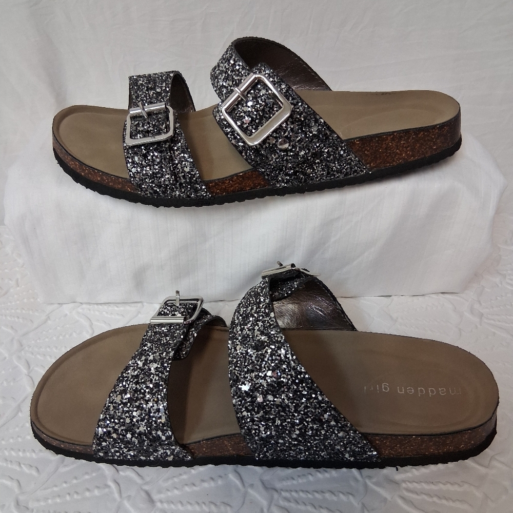 Madden Girl Women's Glitter Sandals - Silver Size 9.5 - Picture 4 of 16